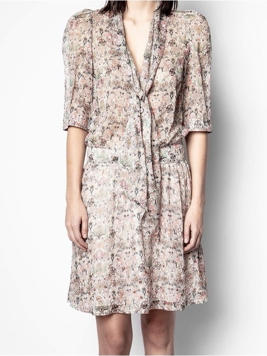 Zadig & Voltaire Dresses & Skirts - Zadig & Voltaire Blush Floral Tie-Neck Rewel Mousseline Mini Dress. NWT